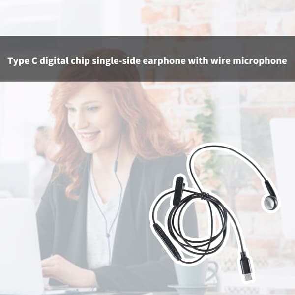 Enkel Mono Hörlur Mono Trådbundet Headset USB Typ C Hörlurar