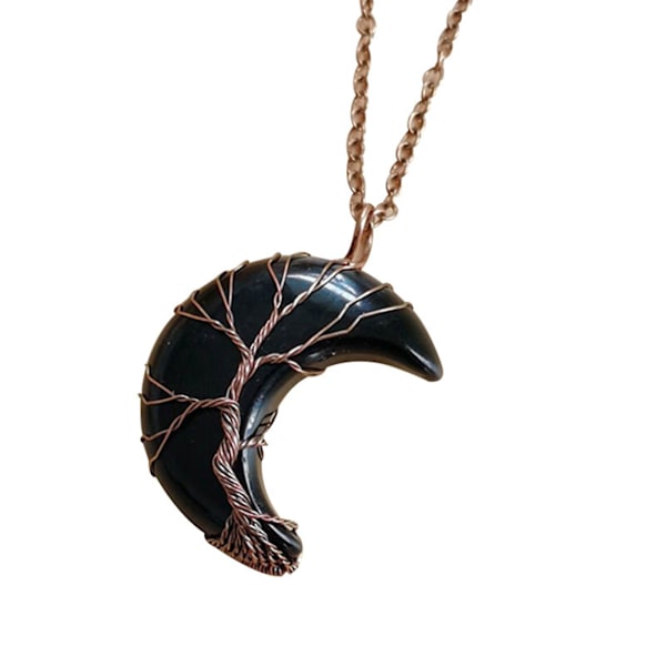 Tree OfLife Crescent Halsband Kvinnor Crystal Pendant smycken present