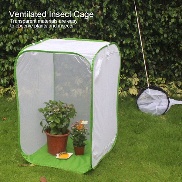 Sammenleggbart ventilert insektsbur med lysgjennomtrengelig netting og glidelåsdesign for planter
