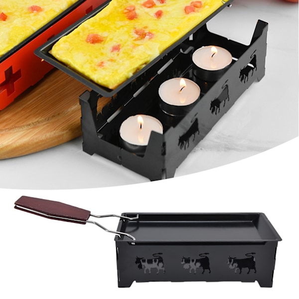 Rektangulær Mini Raclette Grill for Ost med Svart Håndtak - Ideell for Ostelskere
