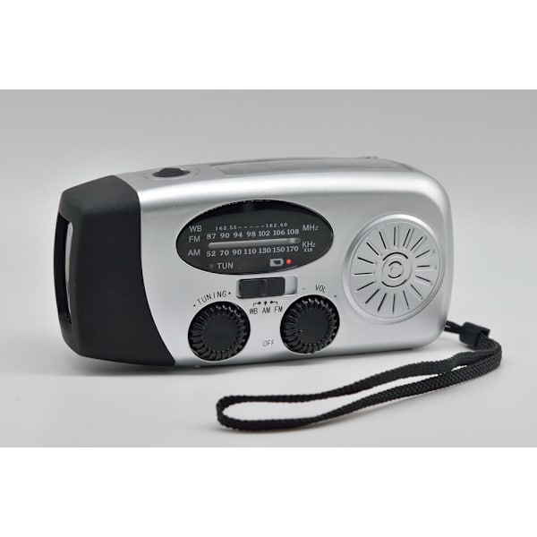 Vevradio 2000mAh powerbank, solbatteri, ficklampa silver gray