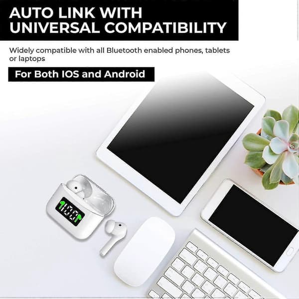 Bluetooth-headset hög kvalitet lång batteritid stort batteri in-ear high-end brusreducerande hörlurar för män och kvinnor White