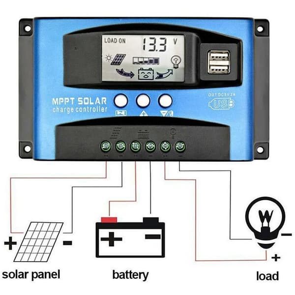 Solarladdningsregulator MPPT 40A – Intelligent regulator USB 12V 24V – LCD-display – Omvandlingseffektivitet 98%