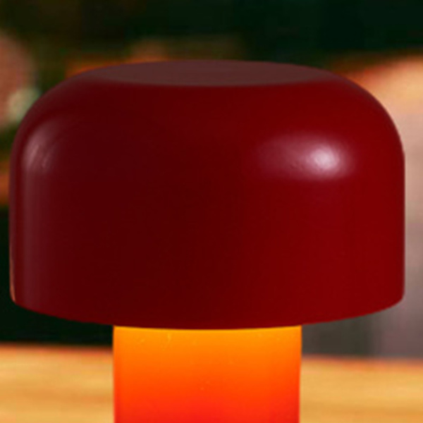 Soppbordlampe med tre farger LED-lysperler, trinnløs dimming, nattlys for soveromsseng - rød