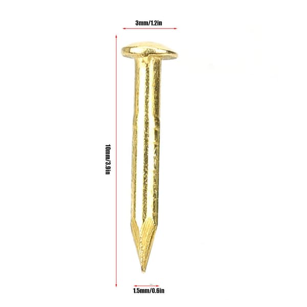 100 stk. runde hovedsøm messing møbelhængsel hardware tilbehør 10mm/15mm/18mm/22mm 10mm længde 5 5
