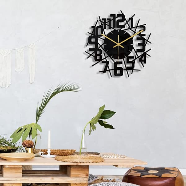 [DT]Svart rund ram väggklocka DIY tyst modern design väggklocka lämplig för sovrum vardagsrum kontor konstdekoration