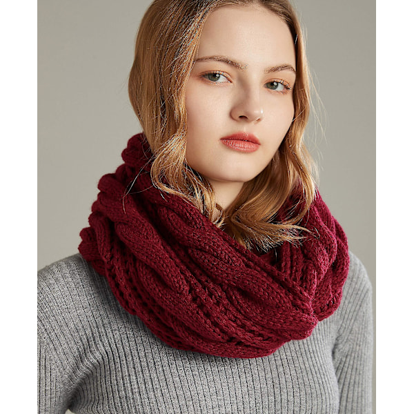 Vinterstickad Infinity Scarf Mode Tjock för kvinnor