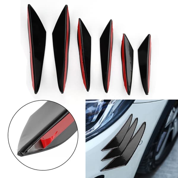 6 stk. Blank Sort Bil Front Kofanger Vindkniv Trim Front Bar Universal