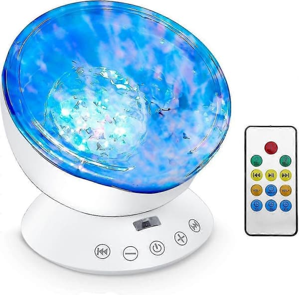 Ocean Wave Projector LED nattlys med 7 moduser og musikkhøyttaler