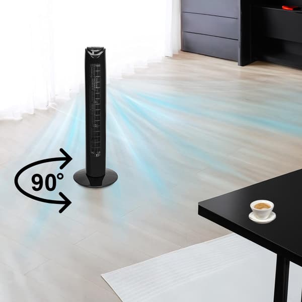 Tårnventilator med fjernbetjening, sort, 45W, 3 tilstande, timer 2840