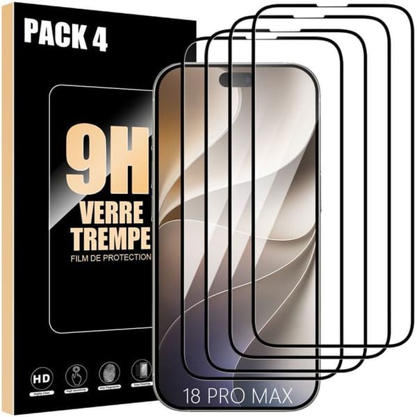 4 Fuldglas til iPhone 18 Pro Max, Stødsikker og Ridsefast med Sort Kant Transparent