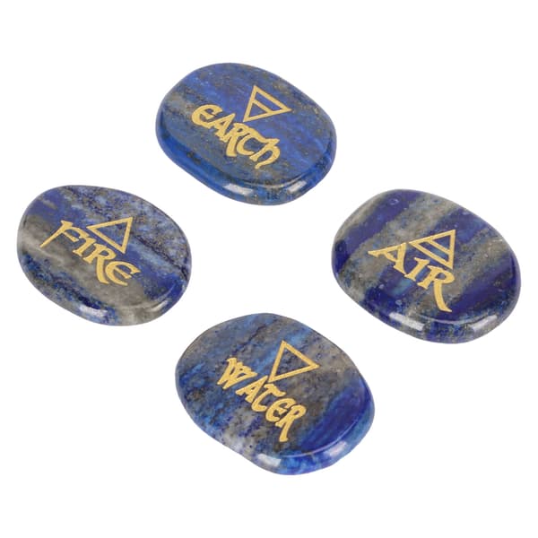 【DENGTU】4 element blandade stenar graverade triangulära symboler jord luft eld vatten polerade runstenar för Reiki kristaller healing Lazurit sten