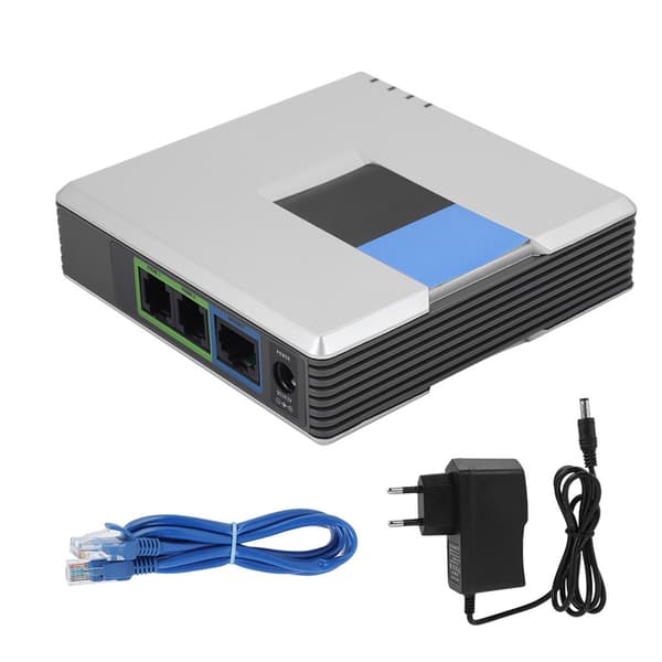 2 Port VoIP Gateway Adapter SIP RJ45 Kabel EU Stik