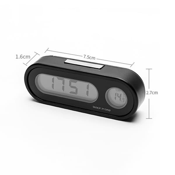 2-i-1 Bilklokke Termometer LED Bakgrunnsbelysning Dashborddekor