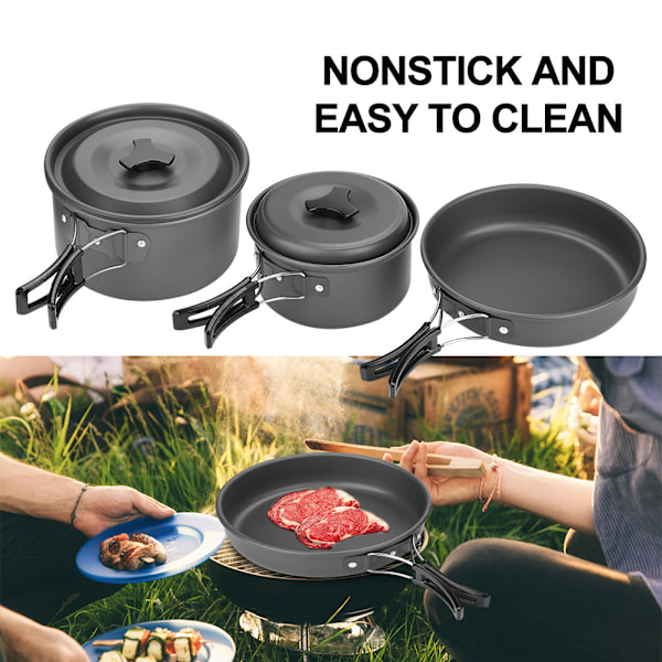 Camping- og piknikksett for matlaging for 2-3 personer - Perfekt for utendørs grilling!