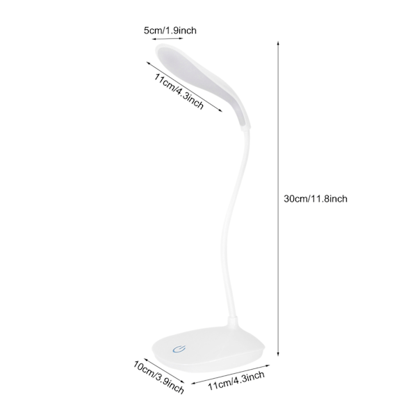 Dimbar USB LED Skrivebordslampe med Fleksibel Hals og Berøringsbryter for Nattlesing