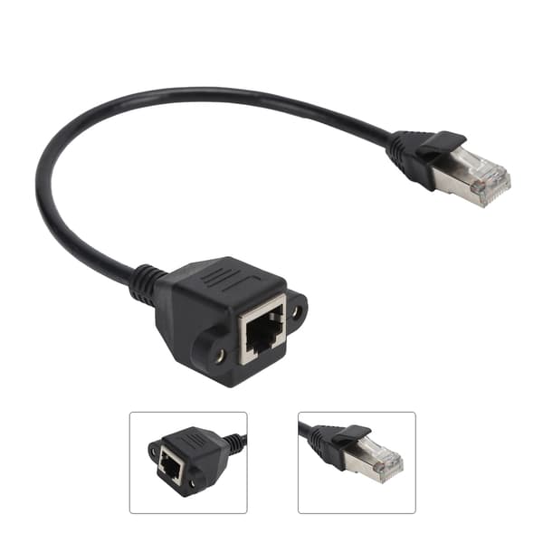 LAN Netværkskabel Forlænger Han til Hun Skruehul Fixerbar Adapter 0,3 Meter