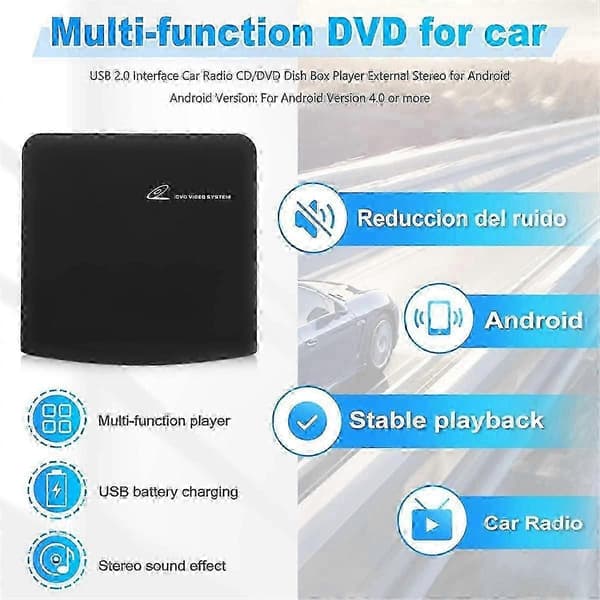 USB-driven bärbar CD-spelare för bilar, universell extern CD-enhet i bilen