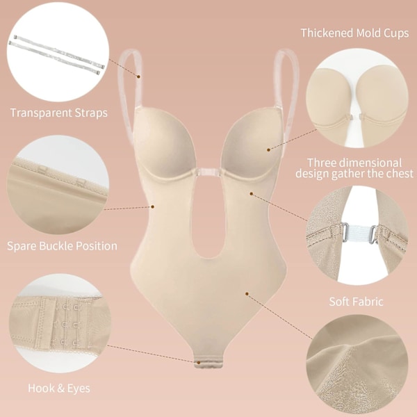 Kvinnor kastar djup V-ringad Body Shaper Strapless Shapewear