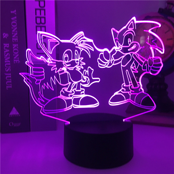 Sonic Boy Sonic 3D Night Light LED Stereo Färgglad black remote control 483
