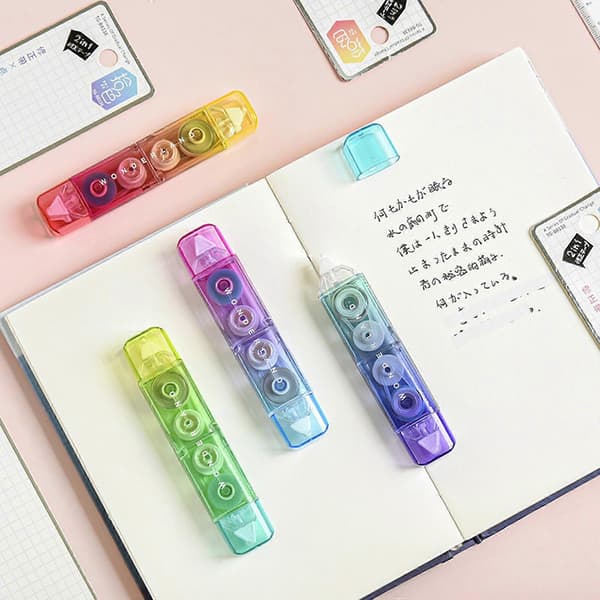 St Gradient Correction Tape 2-i-1 White Out Tape och Tejp Correction Rollers Dubbelhuvud Correction Tape Blå rosa gradient c Blue pink gradient c