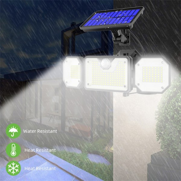 3 Heads solar ljus utomhus 226 LED