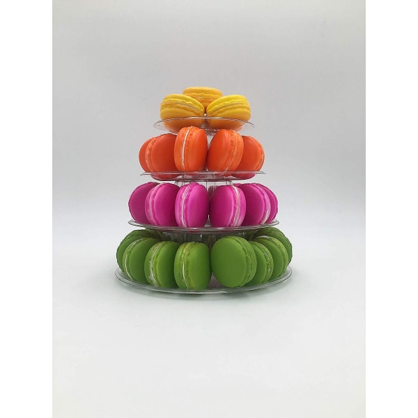 4-lagers Runda Macaron Tower Tårtställ Macaron Displayställ