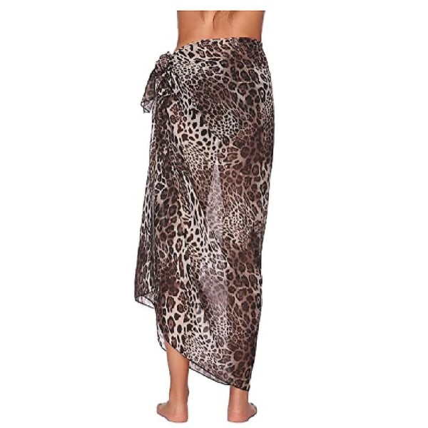 Beach Sarong Pareo Bikini Wrap Kjol Cover Up För Badkläder leopard print