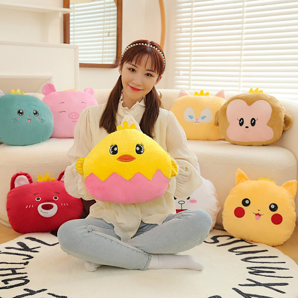 Plysch tecknad handvärmare täckkudde student tupplur kudde Kachu 32cm luminous + singing