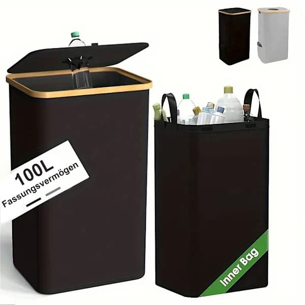 /EA/Samlingsbehållare för pantflaskor | Flaskförvaring med hål för kök, förvaringsfack, flaskpåse, (svart)[dt]