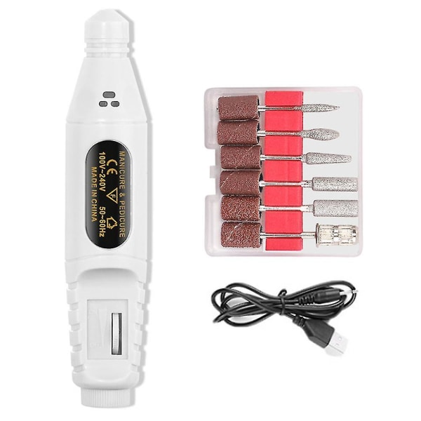 Elektrisk nagelborrmanikyr och pedikyrvårdsset USB White