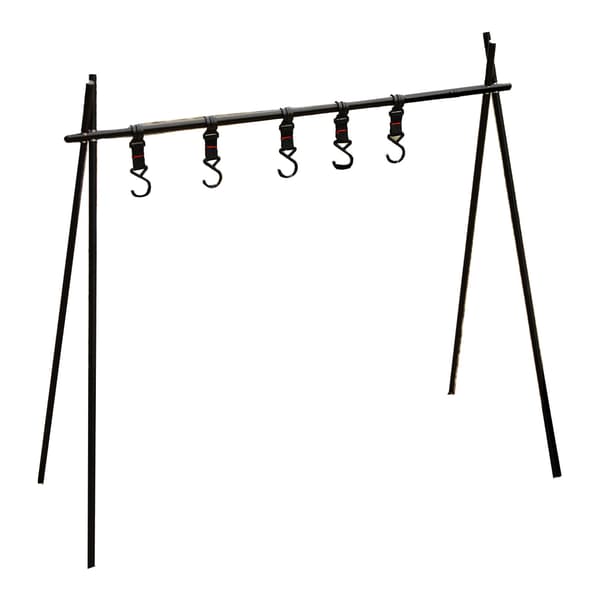 Vikbar triangulär campinghylla i aluminiumlegering med 5 krokar, liten storlek, svart