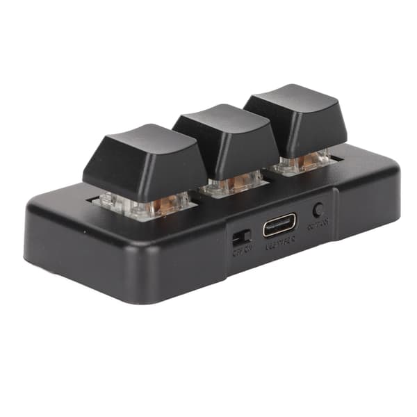 RGB Bakgrunnsbelyst Mini Mekanisk Programmerbart Tastatur 3 Taster for Datamaskin Svart