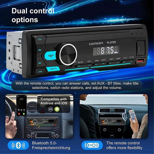 Single Din Bilradio Bluetooth FM USB AUX SD MP3