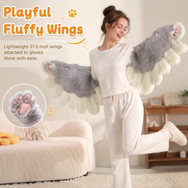 Fluffy lodne dyrevinge kattepote plys tilbehør Boots / Black