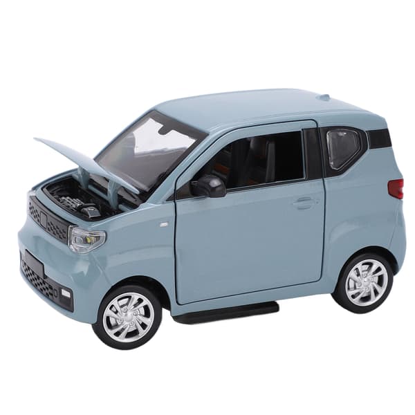 Blå 1/24 Skala Legering Die Cast Mini EV Modellbil med Infällbart Tak Resväska Leksak för Barn Över 3 År
