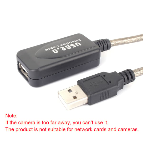 Svart 20M USB 2.0 Typ A Hane till Hona Förlängningskabel