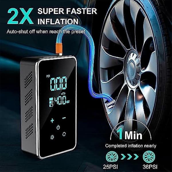 BUVAYE Bildäckspump Pekbil Bekväm Elektrisk Pump Multifunktionell Automatisk Högtrycksspolande Luftkompressor Black