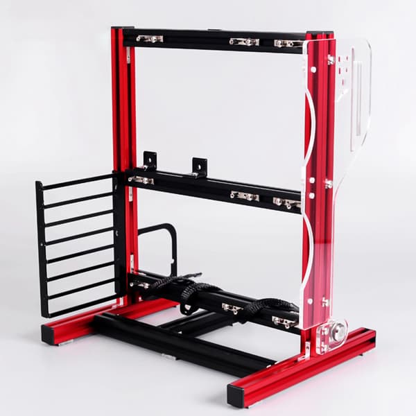 ATX Micro ATX Mini ITX Åpent Aluminium Ramme Chassis Stativ Rød