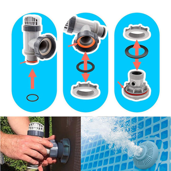 6-Pakning Gummiskiver og Ringer for Intex Basseng Plunger Ventiler 10745, 10262, 10255