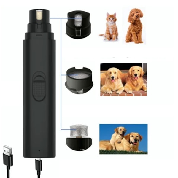 Stille og Sikker Oppladbar Elektrisk Hundekloklipper - Effektivt Verktøy for Klipping av Kjæledyrklør i Svart