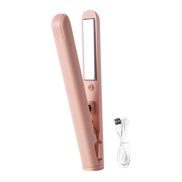 Bærbar USB-rettetang, rask oppvarming, elektrisk krølltang, rett krøllete hår, lugg, mini Pink