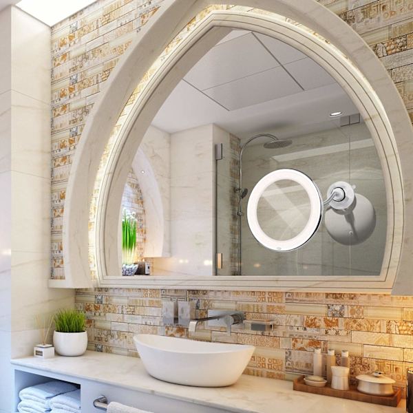 Svanhals LED Lighted 10X Makeup Mirror Vit med flisa White with sliver