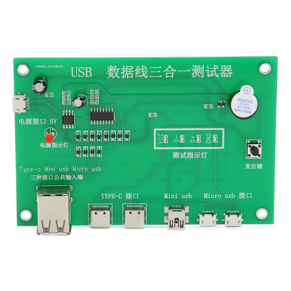 3 i 1 USB-kabeltestare Korttyp C Micro USB Mini USB PCB-kort Datakabel Testfixtur