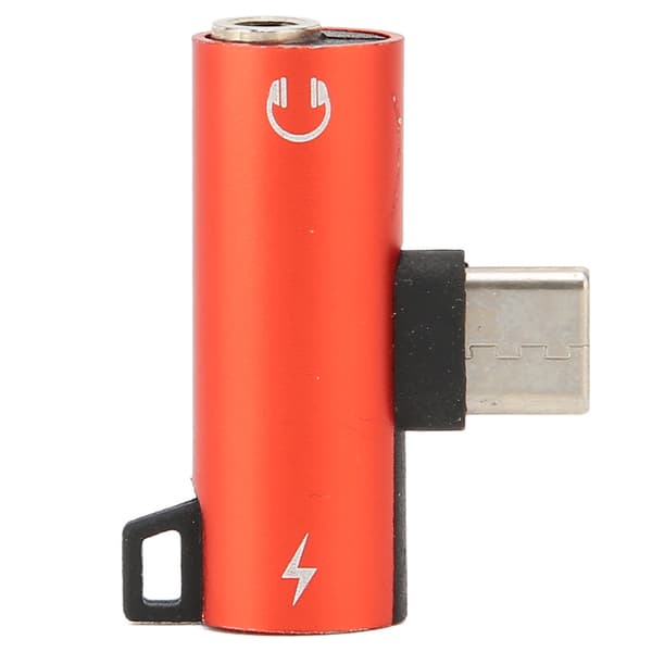 Type C til 3,5 mm hodetelefonadapterlader 2 i 1 HIFI Audio PD Hurtiglading Rød