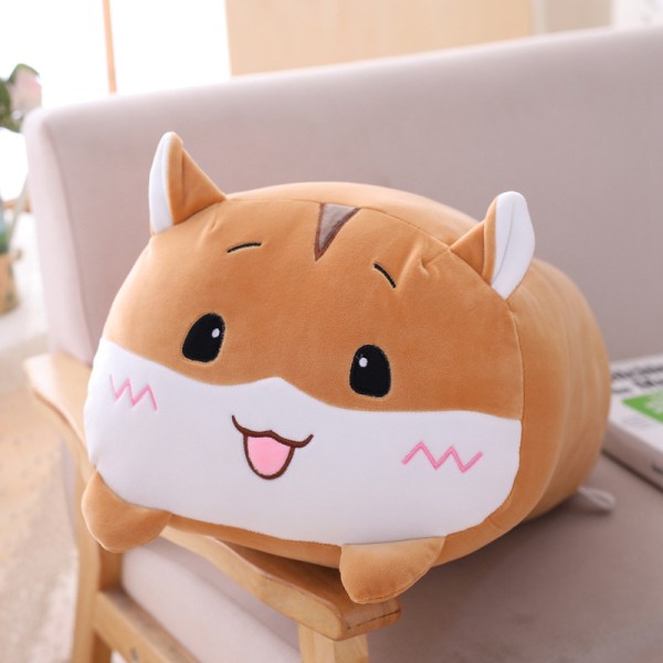 Hörn djurkudde dun bomull fett djur lång remsa kudde brown hamster 60cm