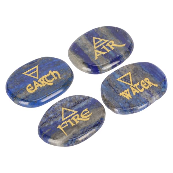 【DENGTU】4 element blandade stenar graverade triangulära symboler jord luft eld vatten polerade runstenar för Reiki kristaller healing Lazurit sten