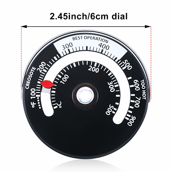 Magnetisk vedspistermometer Brandugnstemperaturmätare