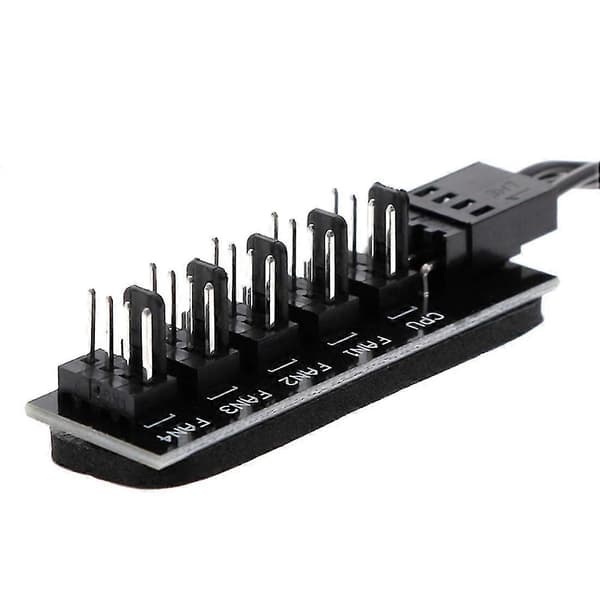40 cm 1 til 5 4-bens PWM CPU-køler/kabinet/chassis køleblæserkabelhub splitteradapter sort ærme [dt]