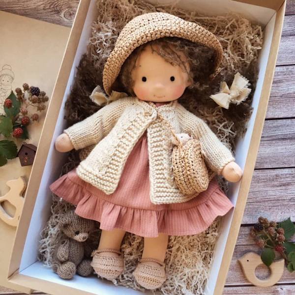 Waldorf Doll Plysch Baby Doll Handgjord plyschdocka med kläder style 7